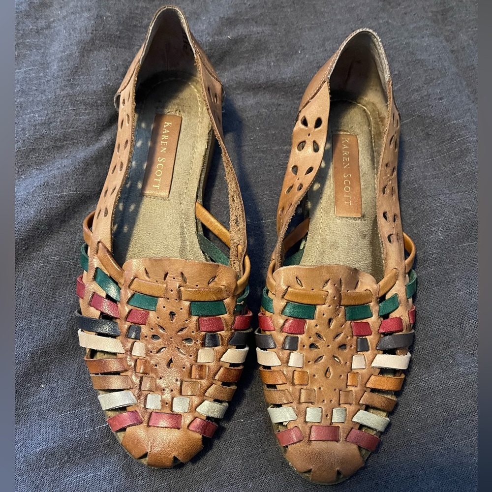 Multicolor Woven Flats